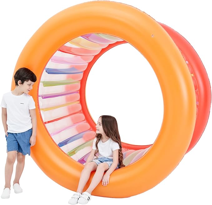 73" Diameter Inflatable Giant Colorful Rolling Wheel for Outdoor Backyard Lawn