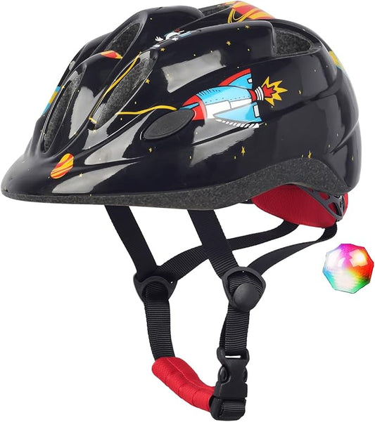 Kids Toddler Bike Helmet, Adjustable Boys Girl Helmets from Baby to Children(Age 1-8), Multi Sports for Bicycle Skate Scooter with LED Light