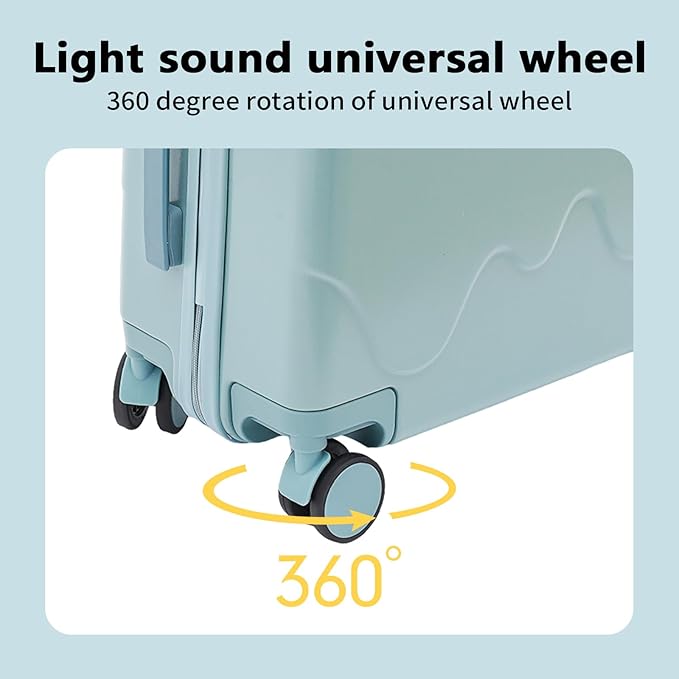 18 inch Children's Ride On Trolley, Kids Ride On Luggage with Universal Wheel, Kids Ride-On Suitcase, Waterproof Unisex Boys Girls Travel Suitcase (Sky Blue)