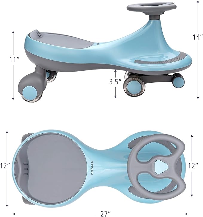 BABY JOY Wiggle Car for Kids, Swing Car with LED Flashing Wheels, No Batteries, Gears or Pedals, Uses Twist, Turn, Wiggle Movement to Steer, Ride-on Toy for Boys Girls 3 Year Old and Up (Blue)