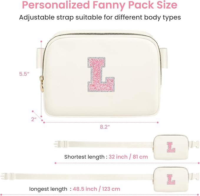 Christmas Gift for 5 6 7 8 9 10 11 12 13 14 15 Teen Girls Kids, Teacher Gifts, Teacher Gifts for Women,Teacher Thank You Gifts Ideas, Fanny Pack Crossbody Bag Belt Bag Cute Stuff（ Cream, L ）