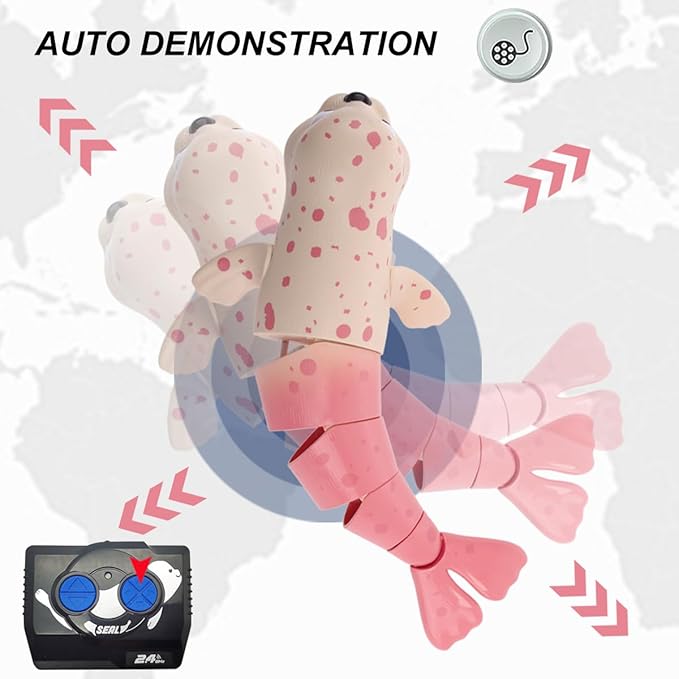 Pool Toys Amphibious Remote Control Seal on Land Water 2.4Ghz Rechargeable Battery Remote Control Shark for Pool Robot Toys for Kids 8-12 Years Old Boys Girls 8,9,10 Upgrade Version Pink