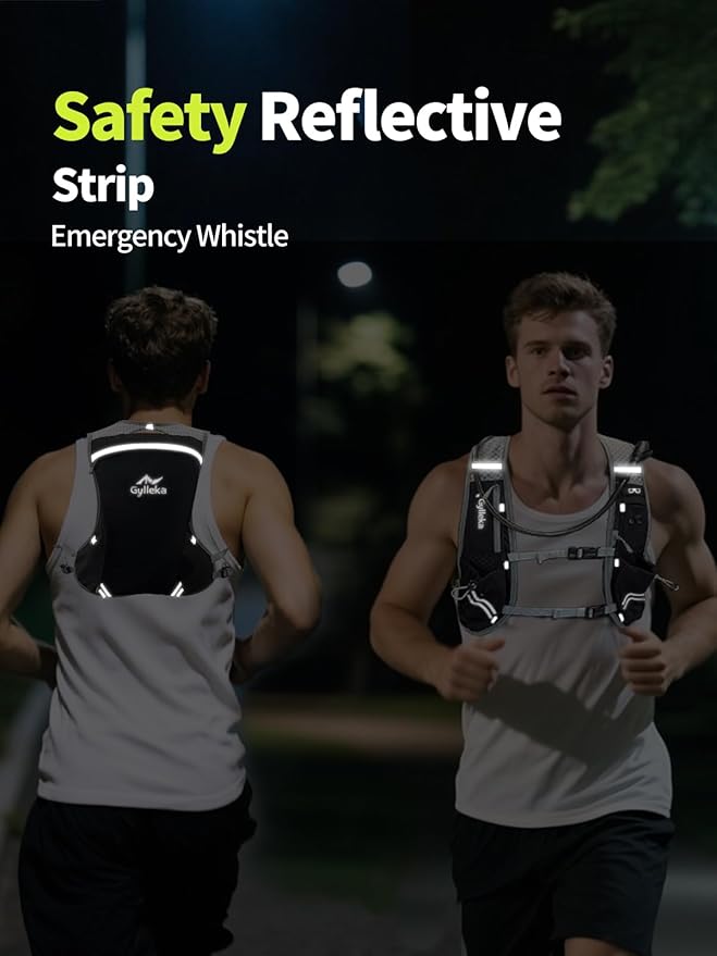 Hydration Backpack, Lightweight Breathable Reflective Pack Adjustable Chest Straps for Running, Marathons, Cycling, Hiking, Trail Vest