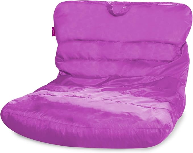 Posh Creations Structured Comfy Seat for Bedrooms and Dorm Rooms, Large Bean Bag Chair, Laguna Lounger, Purple