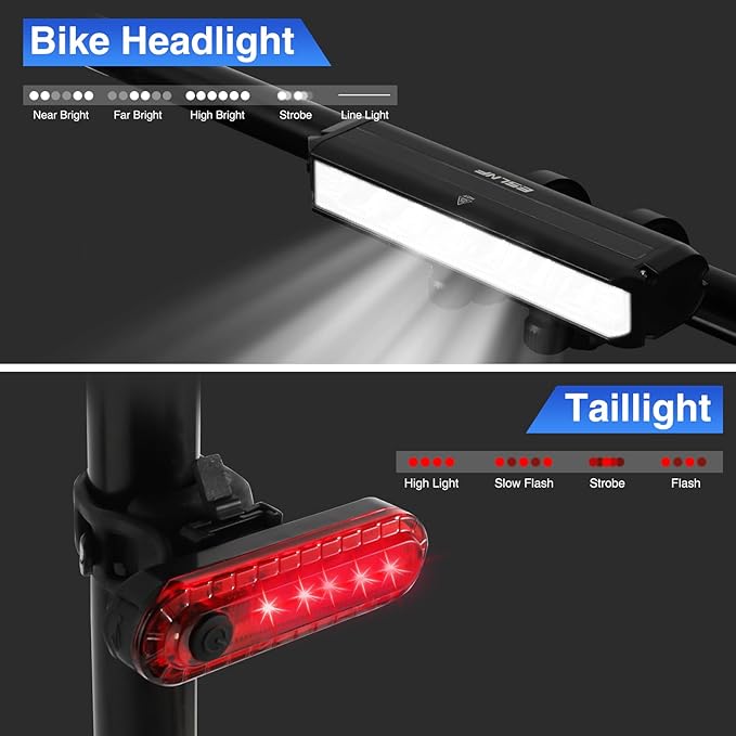 1800 Lumen Bike Light, Front and Back Bicycle Lights for Night Riding, Super Bright USB Rechargeable Bike Light with High Beam Low Beam for Men Women Kids Road Mountain Cycling