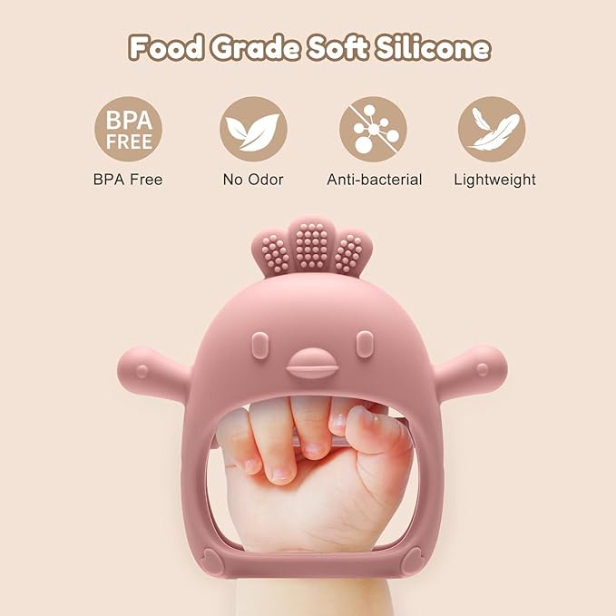 2 Pack Baby Teething Toys for 0-6 6-12 Months, Never Drop Infant Teether Teething Mitten Toys for 0 3 6 9 12 Months, Newborn Soothing Teething Toy Gifts for 1 One Year Old Baby Boys Girls