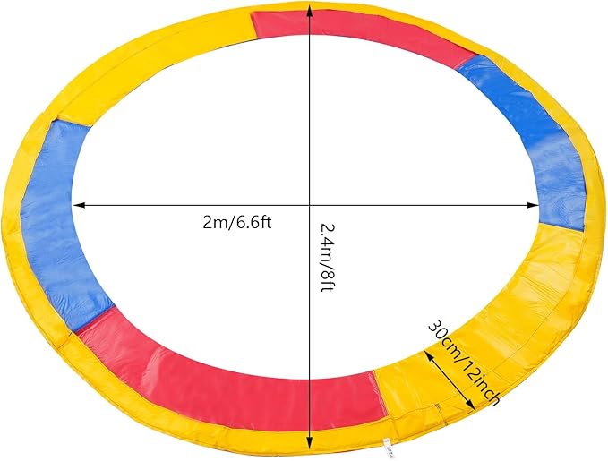Eapmic Trampoline Pad Replacement, Trampoline Safety Pad, Spring Cover for 8ft 10ft 12ft 14ft 15ft 16ft Round Trampoline with Waterproof Foam Padding, Universal Trampoline Accessories