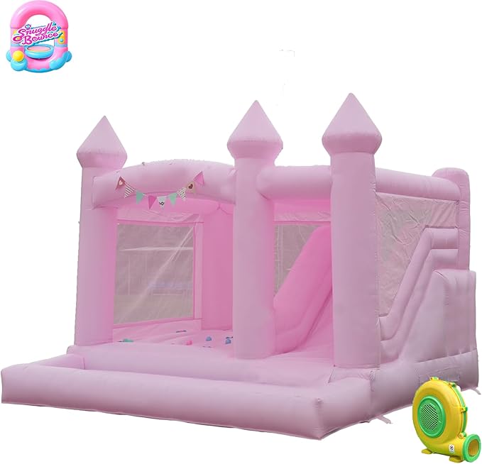 13FTx13FT Large Pink Inflatable Bounce House 100% PVC Bounce House for Big Kids Pink Jumper Bouncy Castle Kids and Adult Wedding Decorations for Outdoor Birthday Party（Including 1500W Blower）