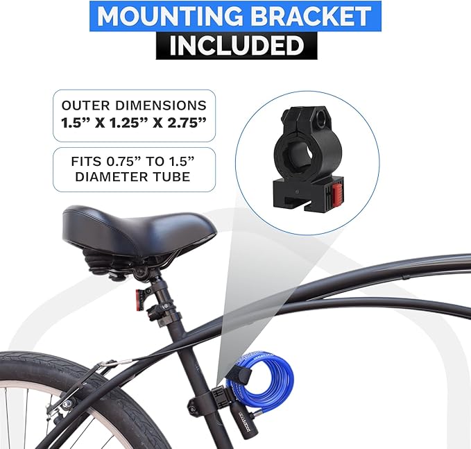 Bike Cable Lock Set, Coiled Security Cable with Key Lock and Mounting Bracket, Compact Anti-Theft Protection for Bikes, Bicycles, Scooters and More 4ft