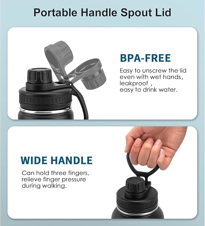 koodee Small 12oz Stainless Steel Vacuum Insulated Wide Mouth Water Bottle with Leakproof Spout Lid (Pink Red)