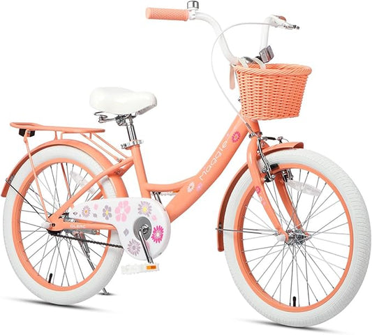 Glerc Maggie Girls Bike, 12-20 Inch Kids Bike for 2-13 Years Old Children, Princess Style Kids Bicycle with Doll-Seat & Basket & Training Wheels, Multiple Colors