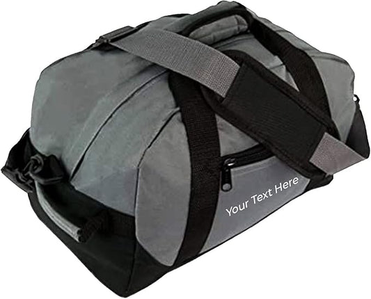 Personalized Passion Small Duffle Bag for Boys and Girls - Perfect Sized 14” Two Toned Travel Duffle - Personalized Name Sports Gym Bag for Storage - Gray
