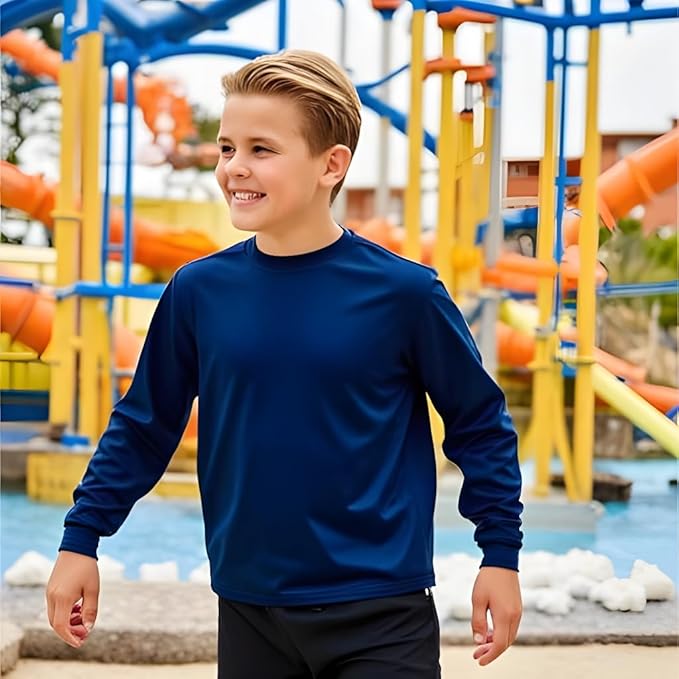 INGEAR Boys' Rash Guard UPF 50+ Swim Shirt - Lightweight, Quick-Dry, Durable Sun Protection for Swimming, Sizes XS-XL