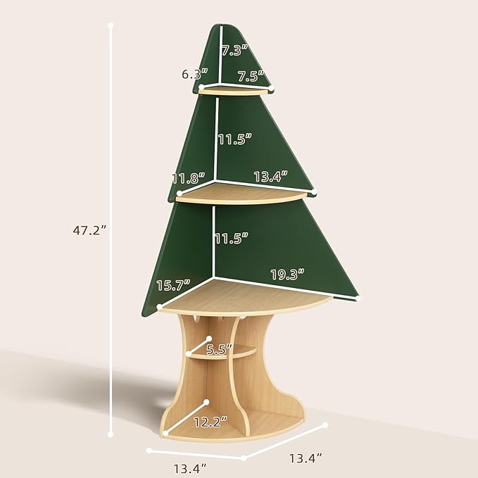 OOOK Kids Book Shelf Tree Bookshelf for Kids, Corner Bookshelf with Storage, Montessori Book Shelf for Classroom, Playroom, Bedroom, Nursery