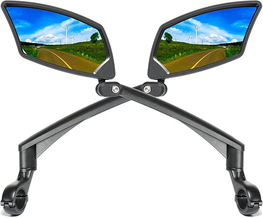 Handlebar Bike Mirror, Scratch Resistant Glass Lens, Ajustable and Rotatable Safe Rearview Bicycle Mirror