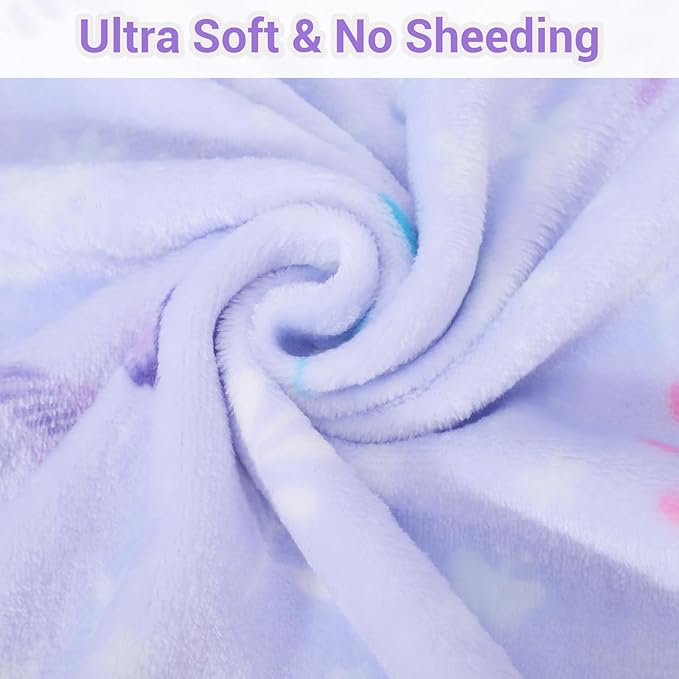Viviland Kids Throw Blanket, Purple Butterfly Blankets for Kids, Soft Warm Lightweight Plush Throw Blanket Fleece Throw Blanket for Sofa Chair Couch Bed, for Kids, 50" x 60"