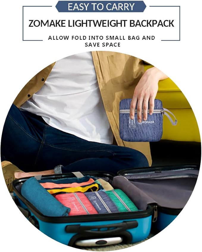 ZOMAKE 25L Ultra Lightweight Packable Backpack, Foldable Hiking Backpacks Water Resistant Small Folding Daypack for Travel(Navy Blue)