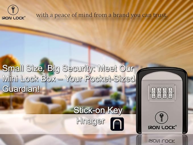 Iron Lock® Wall Mount Key Lock Box with 4-Digit Combination, Resettable Code, A B Switch, and 5-Key Capacity - Indoor/Outdoor Waterproof Lockbox for House Keys and Spare Keys (Small, Grey)
