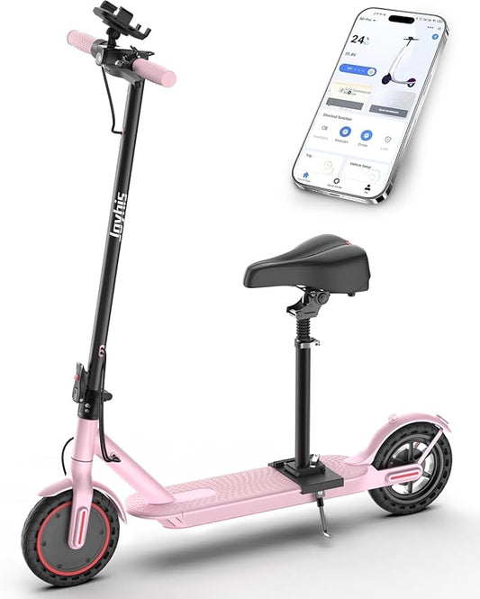 Electric Scooter Adults, Powerful 350W E-Scooter, Max 19 Mph & 15-19 Miles Range Scooters, Folding Scooters with 8.5" Solid Tires, Commuting Scooter Kick Scooter with APP Control (Seats Optional)