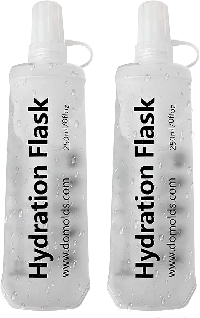 2Pcs 250ml Soft Flask Folding TPU Hydration Flask Running Water Bottle(8.8 oz), Water Pouch for Running Vest, Hiking, Cycling (White 250ml*2)