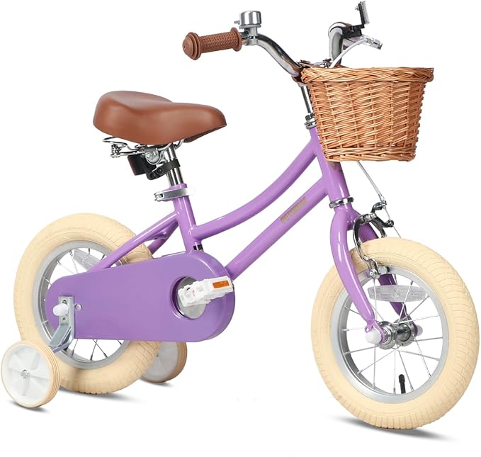 Petimini Girls Bike with Basket for 2-12 Years Old Kids, 12 14 16 18 20 Inch Bicycle with Bell Training Wheels Basket, Multiple Colors