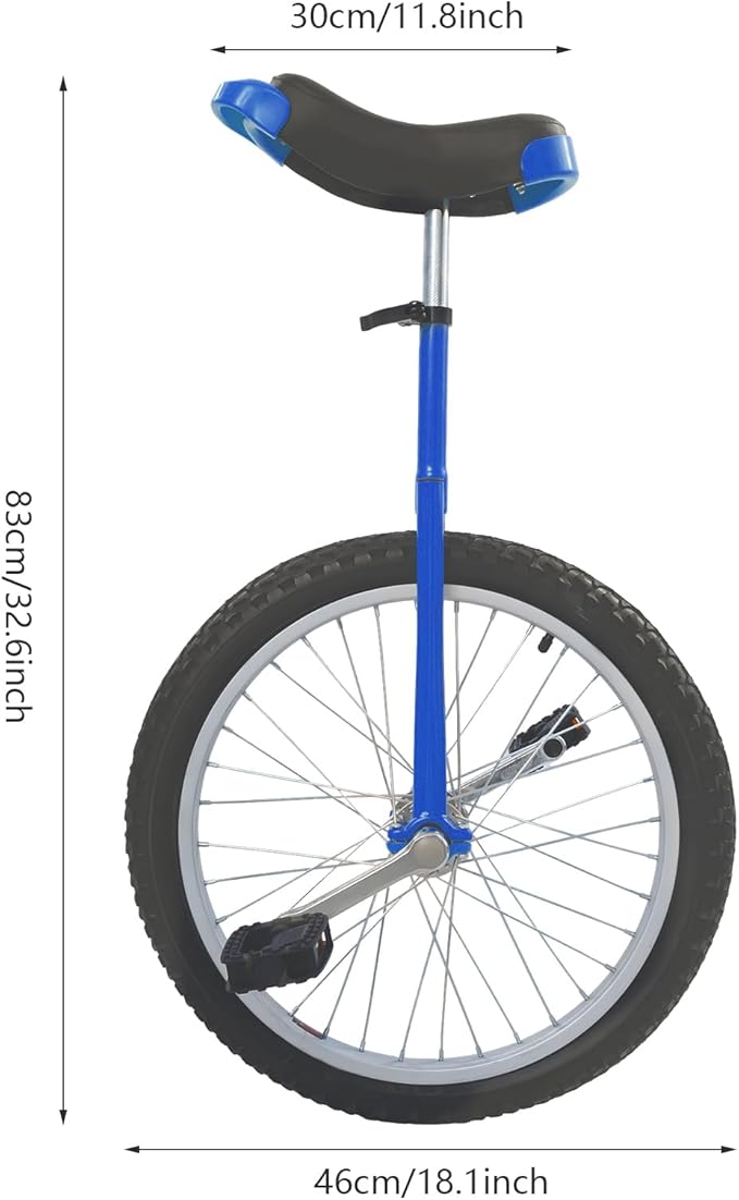 20 Inch Unicycle for Balance Training Outdoor Fitness with Adjustable Seat and Anti-Skid Tread