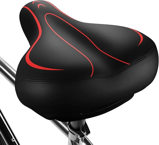 Xmifer Oversized Bike Seat, Comfortable Bike Seat - Universal Replacement Bicycle Saddle - Waterproof Leather Bicycle Seat with Extra Padded Memory Foam - Bicycle Seat for Men/Women
