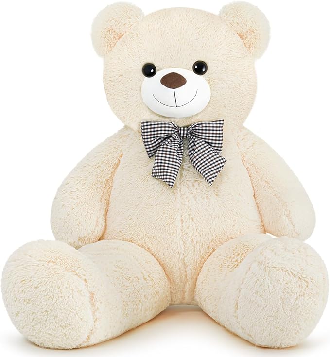 Giant White Teddy Bear 47" Stuffed Animals Plush Toy, 4 Feet Cute Life Size Big Soft Bear for Boy Girl Birthday Valentine Mother's Day, 120 CM, 5 LBs
