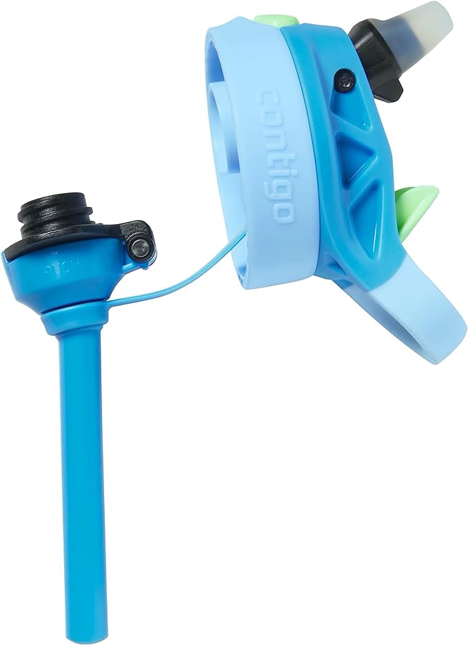 Contigo Kids Water Bottle with Redesigned AUTOSPOUT Straw, 14oz., 2 Pack, Blue Poppy and Periwinkle & Blue Poppy with Periwinkle and Into the Clouds