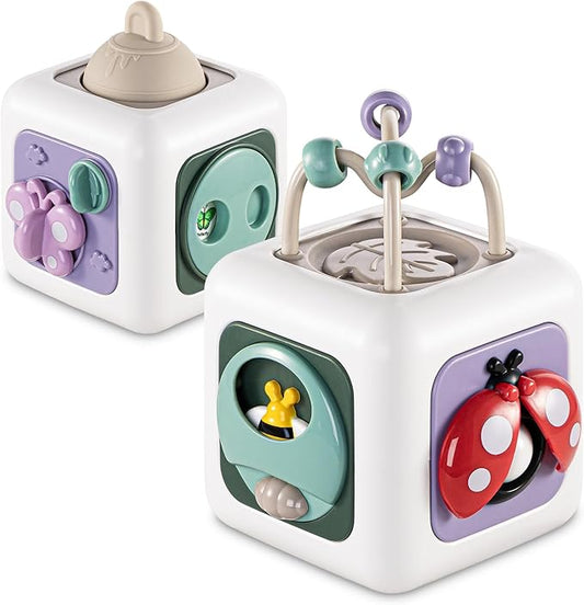 Baby Busy Board Cube, Toys for Boy Girl, Montessori Travel Toys for Toddlers, Learning Fine Motor Skills| Birthday Gifts for Infant Boys Girls