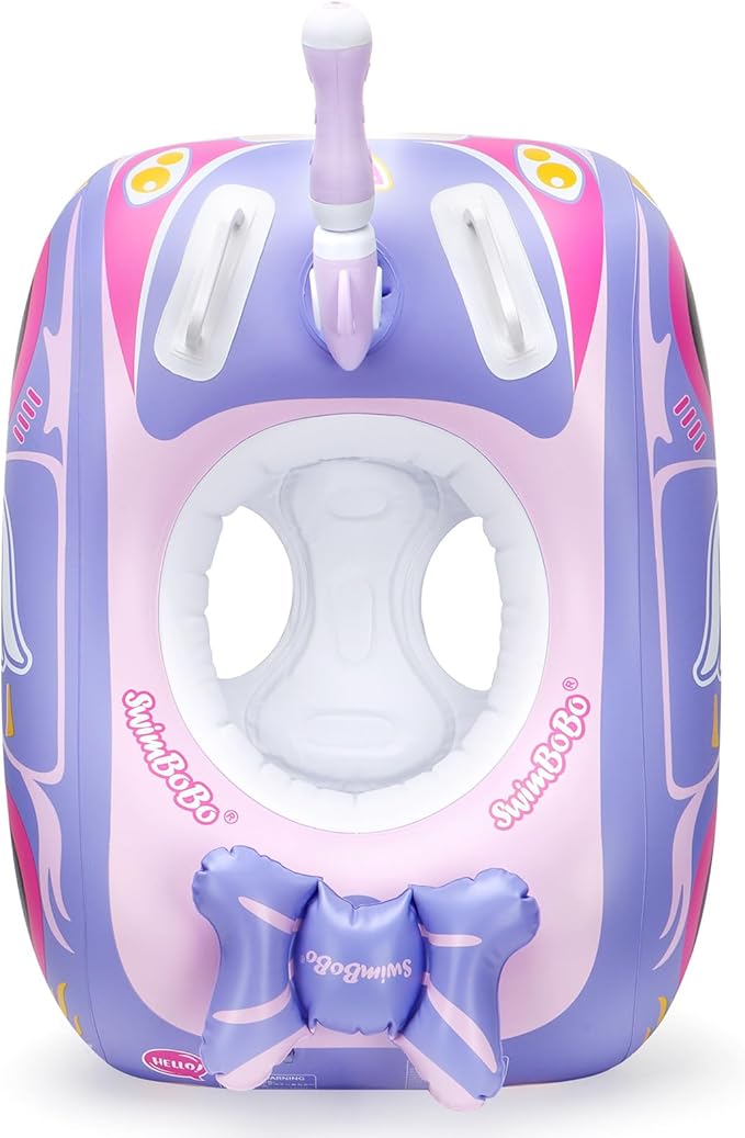 Swimbobo Toddler Pool Float with Seat Boat Inflatable Ride-on Airplane Pirates Sharks Car for Kids Outdoor Toys