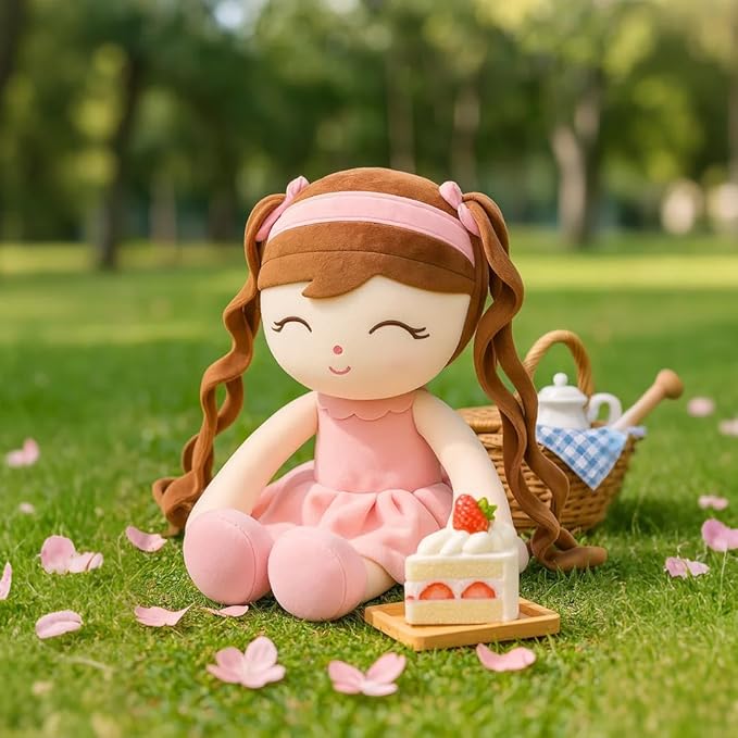 Soft Baby Doll Toys (16'') Baby Rag Doll for Girls Birthday Gift Christmas Plush Toys Gift for Toddler Kids (Pink)