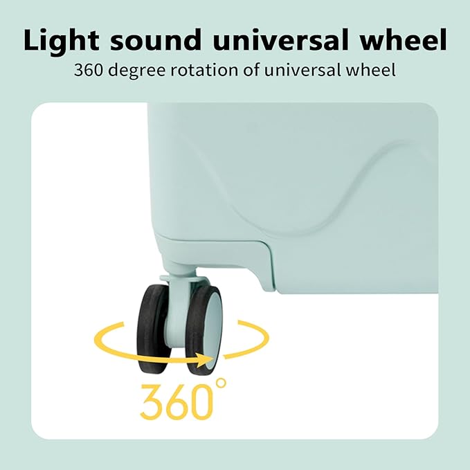 18 inch Children's Ride On Trolley, Kids Ride On Luggage with Universal Wheel, Kids Ride-On Suitcase, Waterproof Unisex Boys Girls Travel Suitcase (Mint Green)