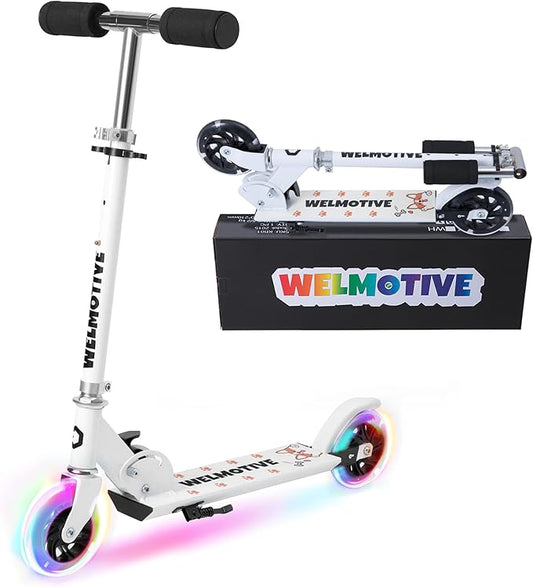 Kick Scooter for 3+Years Old Boys & Girls Lightweight, Foldable, Aluminum Frame, and Adjustable Handlebars, Rear Brake, and Flashing Light up Wheels