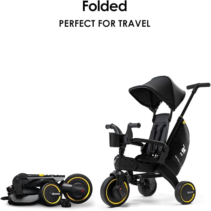 Doona Liki Trike, Midnight Edition - 5-in-1 Compact, Foldable Tricycle - Suitable for Toddlers 10 to 36 Months