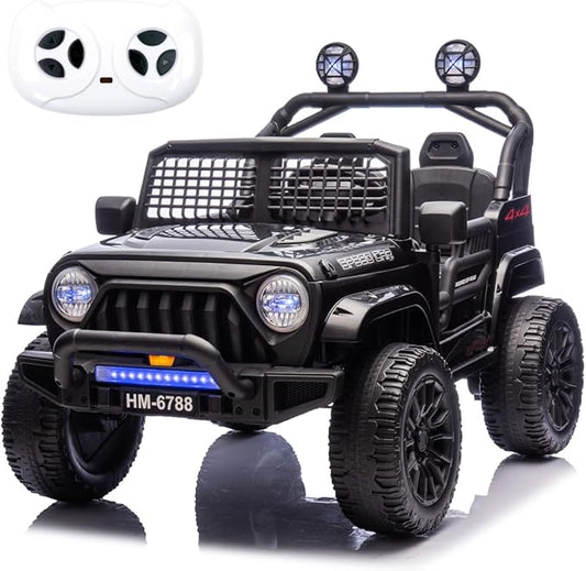 24V Electric Car for Kids Truck Car Ride On Car Kids Car Equipped with Bluetooth,Parental Remote Control,LED Lights,Double Open Doors,Wear Resistant Wheels-Black