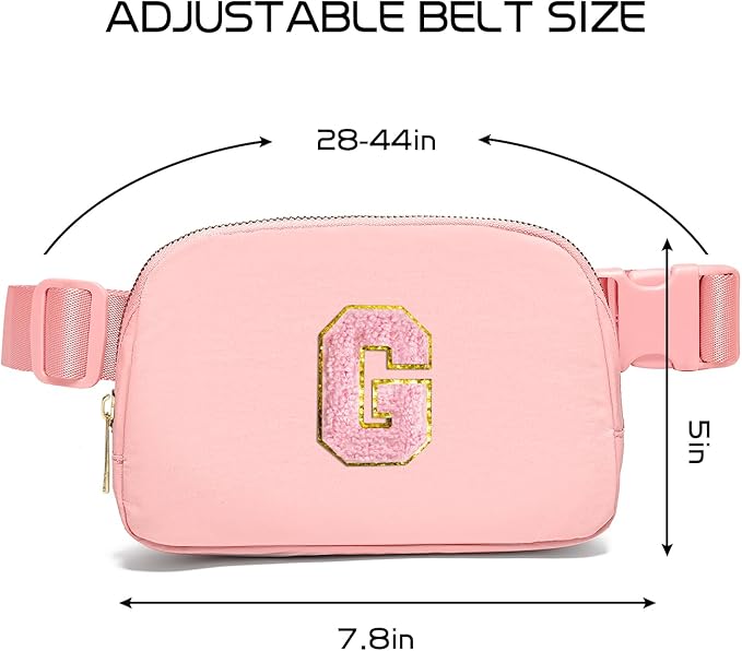 Gitus Customizable Belt Bag Fanny Pack for Girls Age 6-8 & 8-10 with Initial - Trendy Teen Girl Gifts (Light Pink-G)