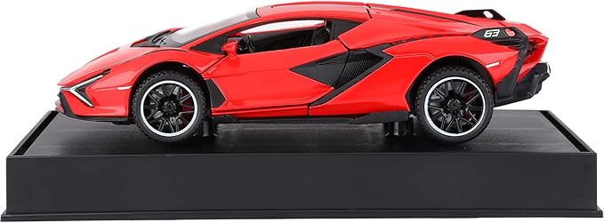 SASBSC Lamb Toy Cars for Kids Sian Diecast Metal Model Car with Light and Sound Fkp3 Pull Back Toy Car for Boys Age 3 + Year Old (Red)