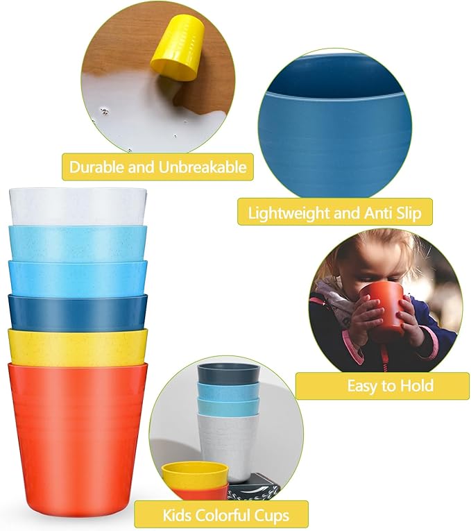 Homestockplus 8 Oz Wheat Straw Drinking Cups, 【Set of 8】 Small Plastic Cups Reusable, BPA Free Unbreakable Water Cups for Kitchen and Dining,Dishwasher and Microwave Safe