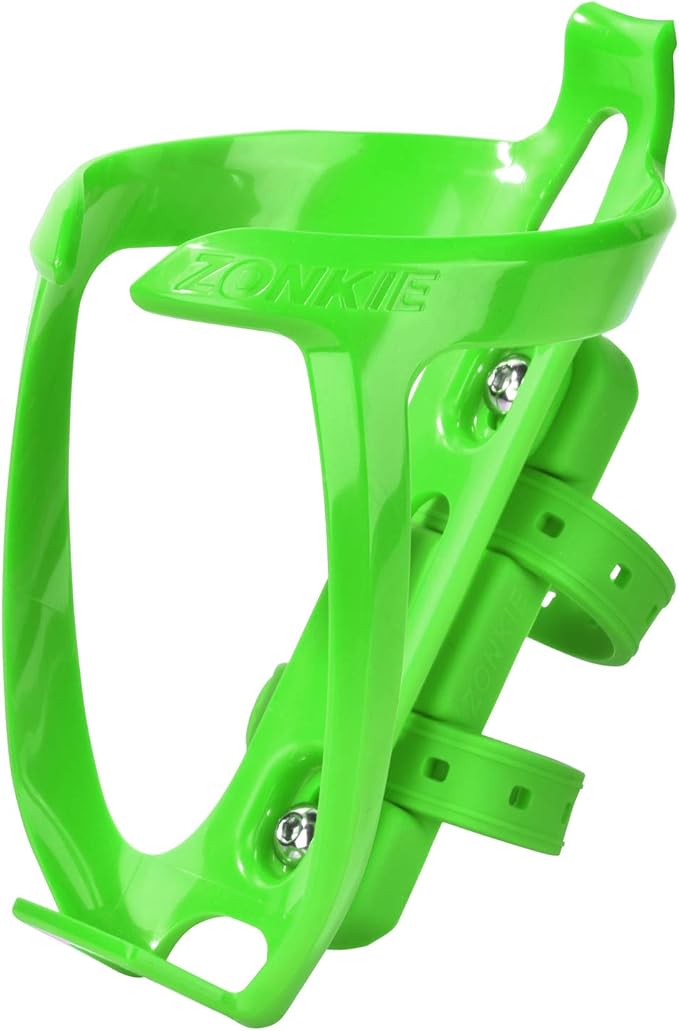 ZONKIE Bicycle Bottle Cages, Plastic Bike Bottle Holder with Cage Mounting Base (Green)