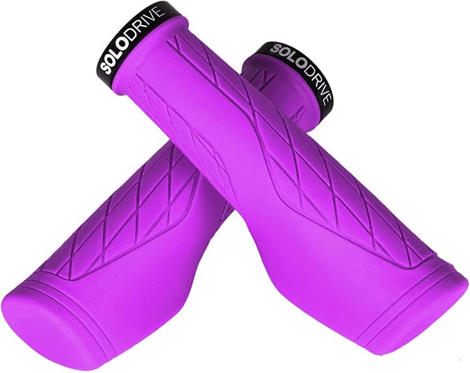 SOLODRIVE Ergonomic Design Mountain Bike Grips, Comfortable Bicycle Handlebar Grips, Single Lock-on and Non-Slip MTB Handle, Fit MTB, E-Bike, Hybrid, Scooter