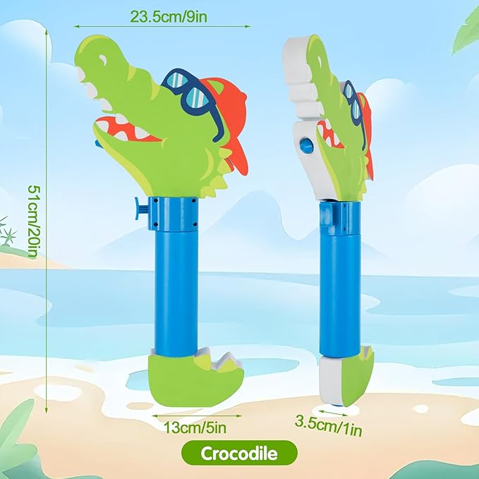 Water Gun for Kids Pool Toys Summer Outdoor Fun, 16oz Auto-Refill Crocodile Water Blaster, Floatable Swim & Squirt Gun with 20ft Range–Ages 5+