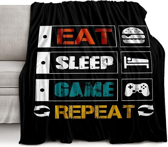 lirs Bedding Gaming Throw Blanket 80" x 60’’ Super Soft, Fleece, Gamer Gift for Couch Sofa for for Kids Boys Teens Video Game (MT-A08, 80’’x60)