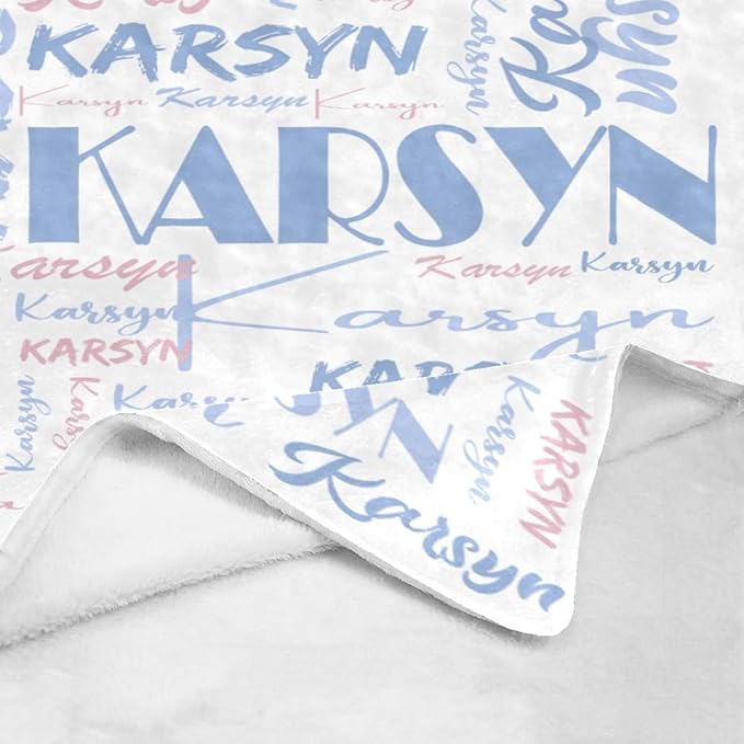 Dr.TOUGH Personalized Name Flannel Blanket, Customized Personalized Blankets and Throws for Adult Kids, Twin Size, White, Letter Print