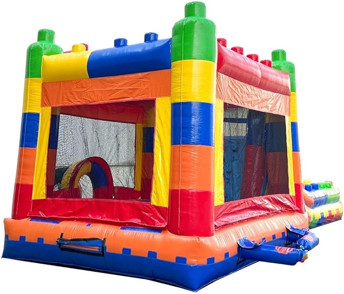 TentandTable Inflatable Bounce House Water Slide for Kids 5-12 Large, Commercial Grade Mega Bouncy Castle for Adults, Jump House, Includes Electric Air Blower, 32' L x 16' W x 15' H, Building Block