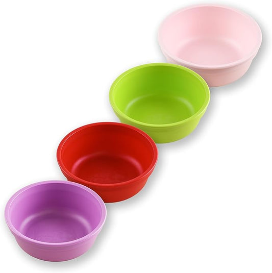 Re-Play 12 oz. Toddler Bowls Set of 4 - Kids Deep-Walled, Durable & Reusable Snack and Meal Bowls, Dishwasher & Microwave Safe, BPA-Free, Made in USA from Recycled Plastic, Grinchmas