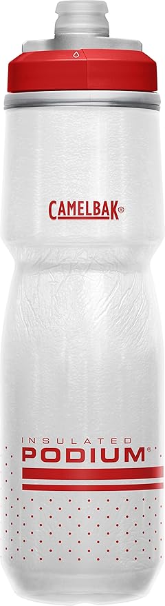CamelBak Podium Chill Bike Insulated Squeeze Water Bottle Fiery Red/White, 24oz