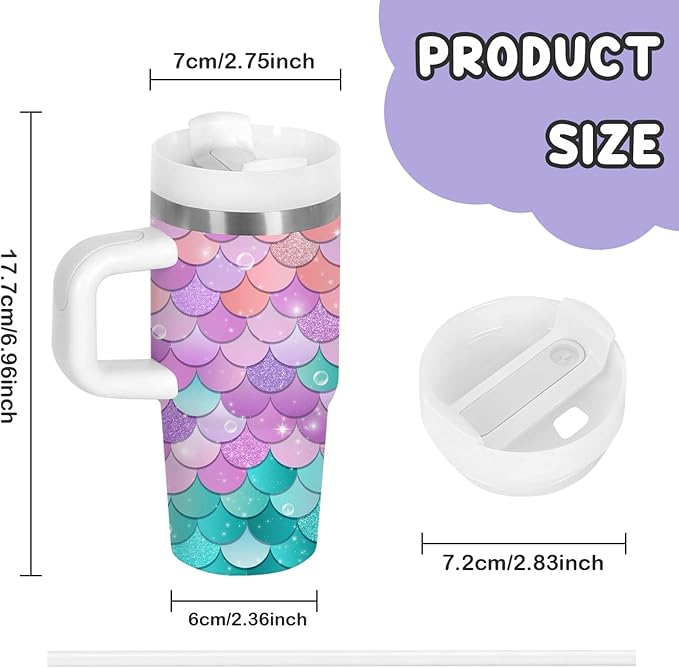 Gifts for Girls - 14oz Kids Themed Tumbler with Handle and Straw, Stainless Steel Insulated Water Cup, for Sport, School, Travel - Colorful Children Birthday Gift Cup(1pc)