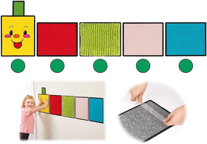Sensory Wall Panel for Kids, Sensory Toys for Wall ＆ Floor, Sensory Mats for Autistic Children and Toddlers, Wall Busy Board Sensory Room Must Haves (Train)