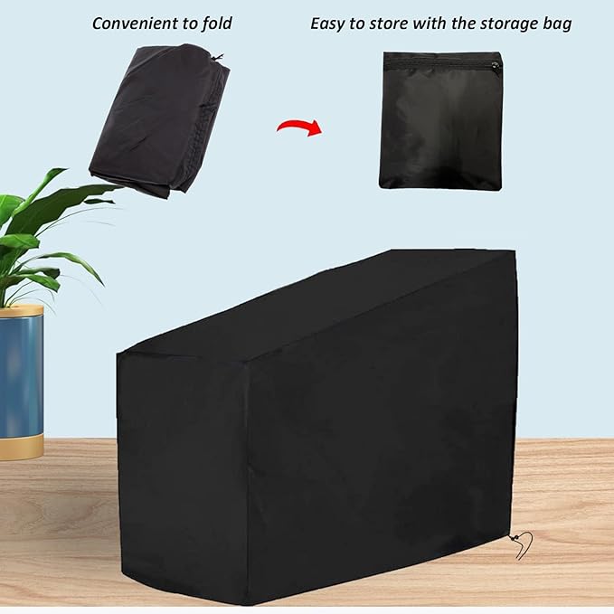 Exercise Bike Cover, Upright Cycling Protective Cover Stationary Bike Cover for Indoor & Outdoor, Dustproof Waterproof Fitness Bicycle Cover with Drawstring, Black, 56x49x23 In